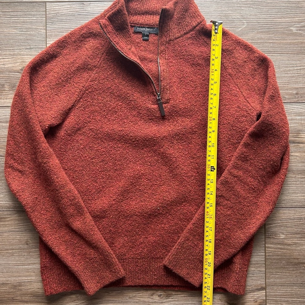 SOLD Banana Republic | Quarter-Zip Wool Blend Sweater in Burnt Orange (XS/Small) - Picture 7 of 13